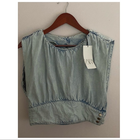 Zara Draped denim Top - Picture 5 of 5